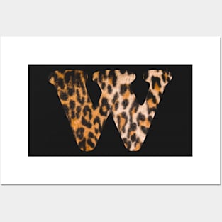 Letter W leopard print Posters and Art